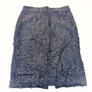 J. Crew Collection Black Blue Cotton Blend Pencil Skirt Eyelet Size 12 NWT